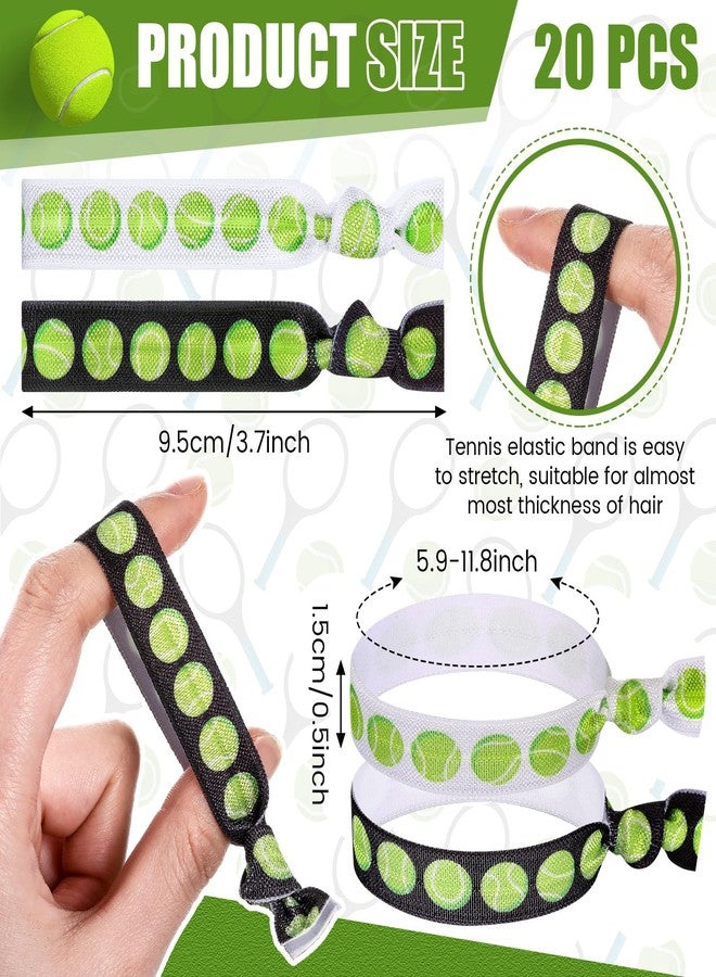 Hanaive 20 Pcs Tennis Hair Ties Tennis Hair Accessories Tennis Party Favors Team Gifts Tennis Scrunchie Elastic Ponytail Holders No Crease Ribbon Party Accessories for Women - Image 2
